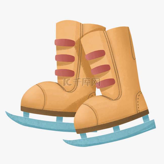 黄色的溜冰鞋手绘插画