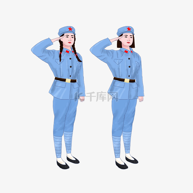 建军节女红军PNG