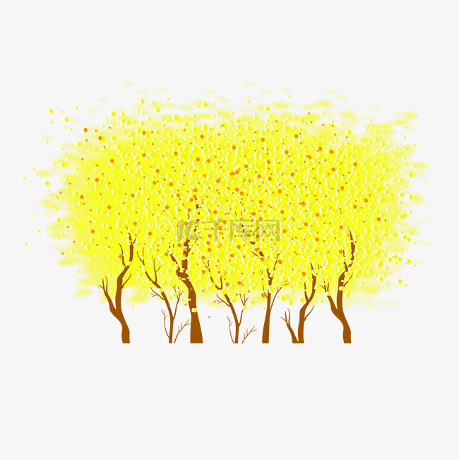 矢量免扣卡通黄色的树