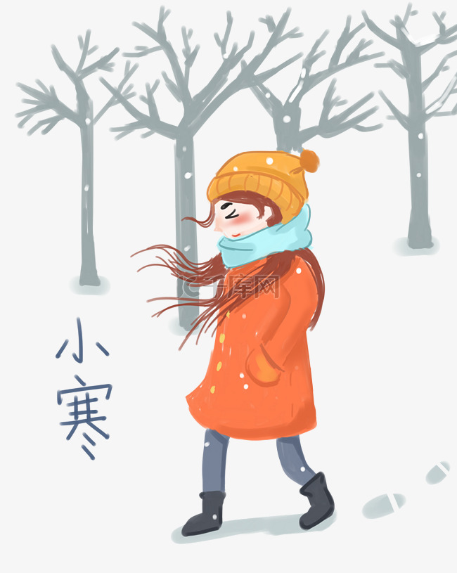 小寒传统节气手绘插画