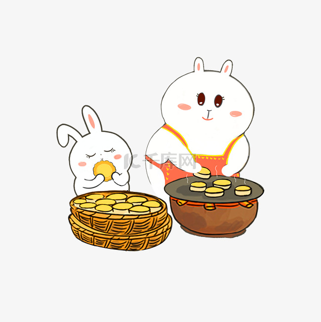 中秋节小兔子卖月饼