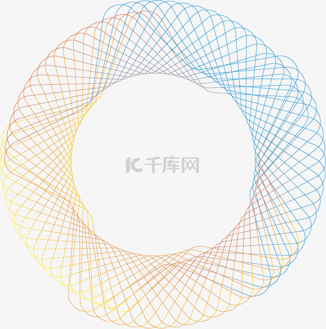 唯美蓝色黄色线条图案元素