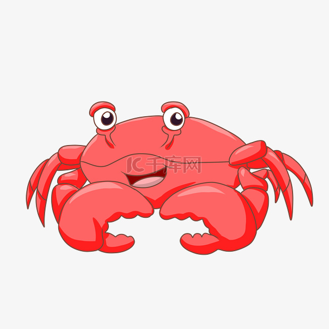秋季水产卡通新鲜海鲜小螃蟹插画