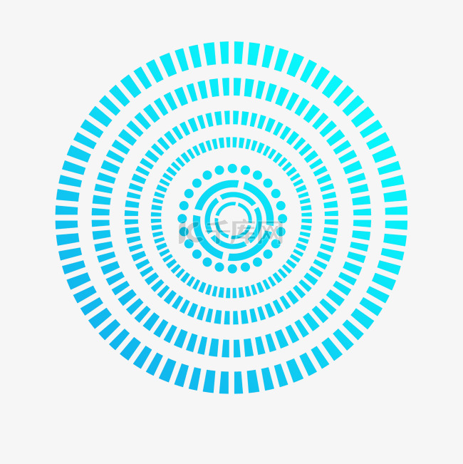 蓝色科技圆形图案元素