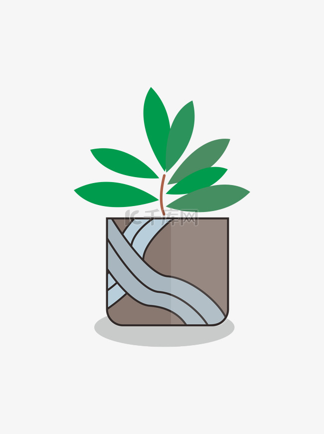 卡通可爱盆栽植物可商用元素