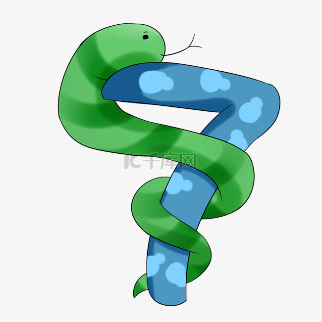 数字7和蛇手绘插画