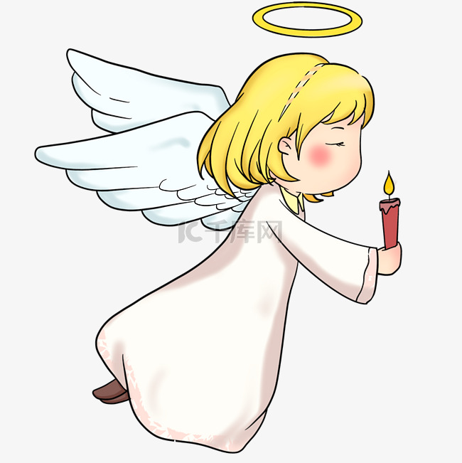 天使光环蜡烛带翅膀的天使手绘插