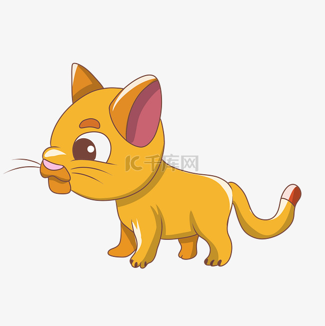 卡通手绘黄色小猫咪插画