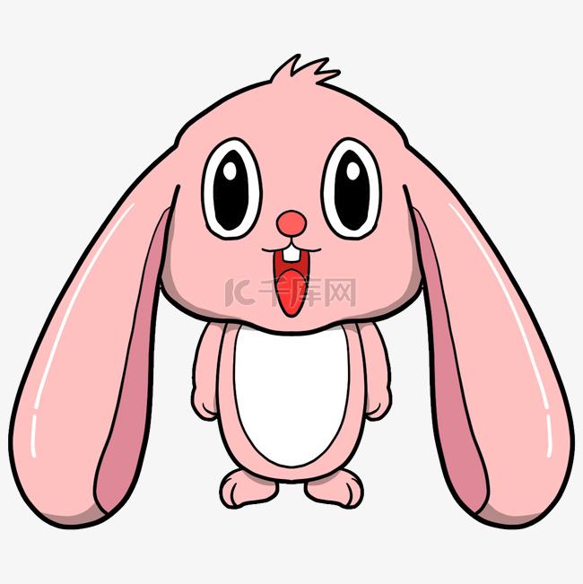 粉色的小兔子手绘插画