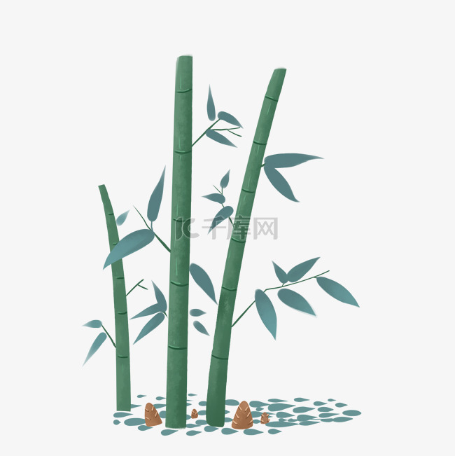 中国元素之绿竹手绘免抠素材