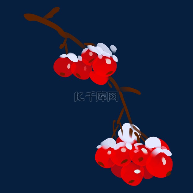 落雪的红色果子插画