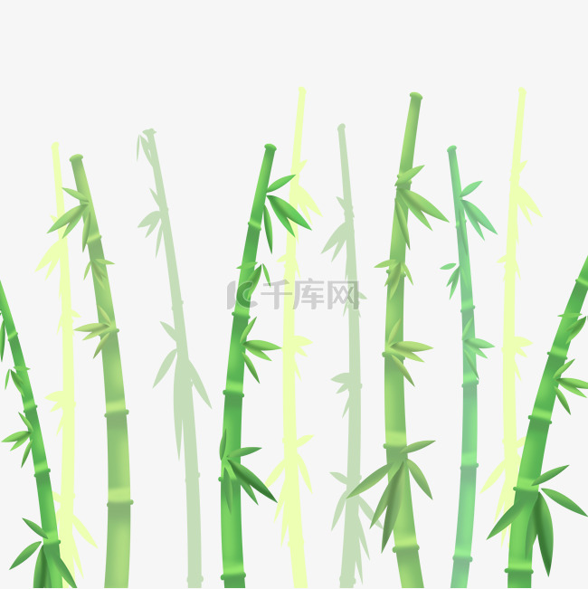 清新绿色大自然竹子竹林手绘插画