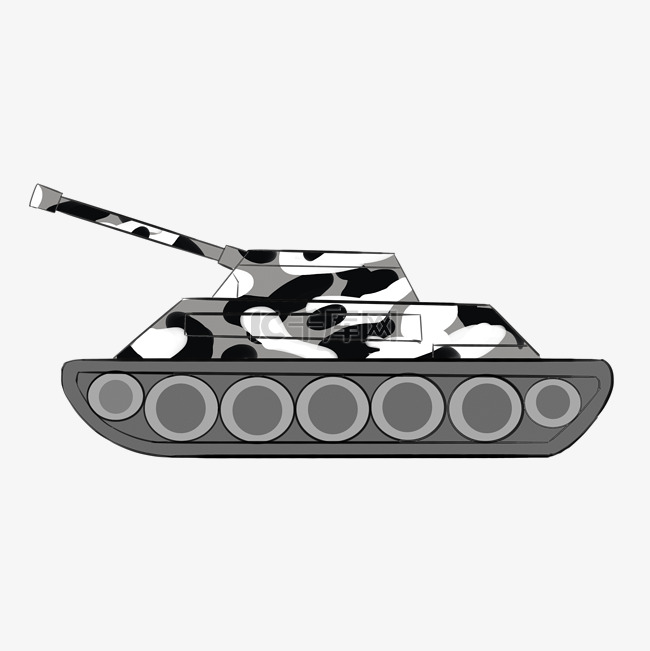 灰色的坦克手绘插画