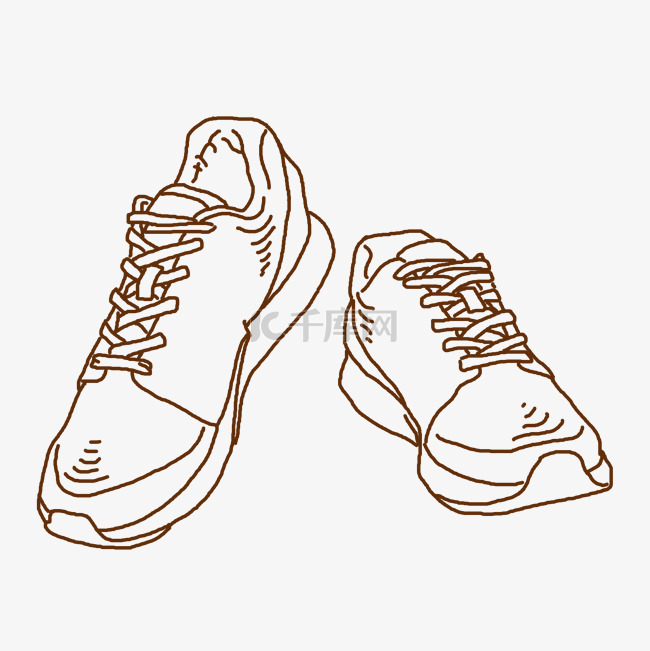 线描运动跑鞋插画