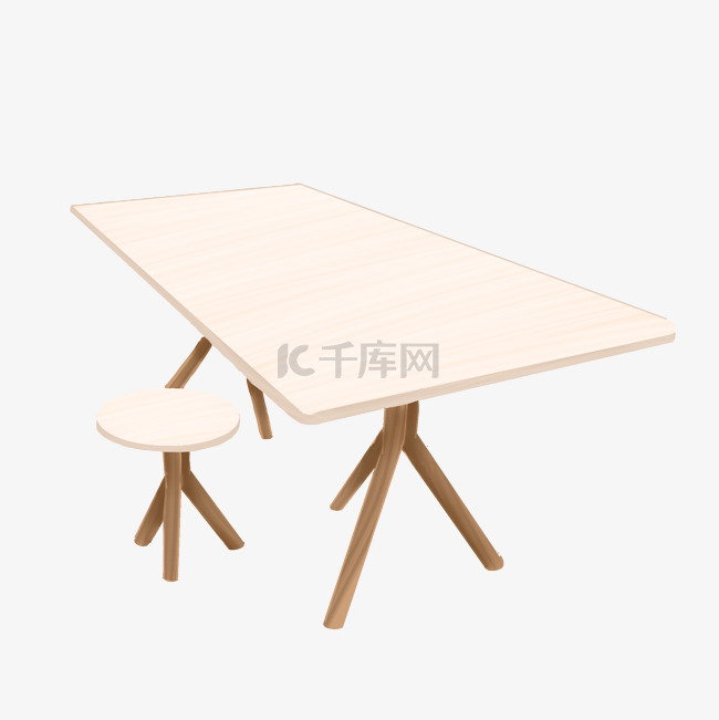 粉色的桌子和凳子插画