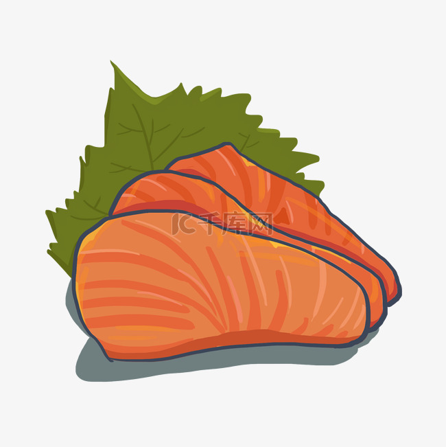 手绘海鲜鱼肉插画