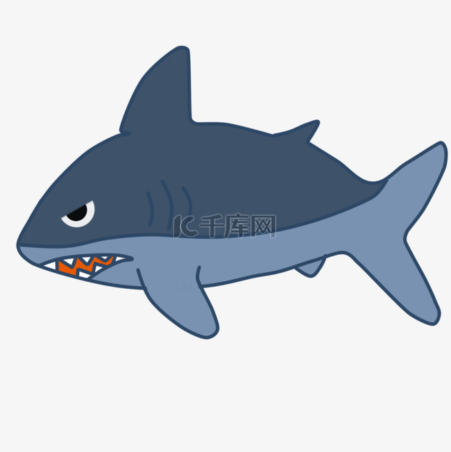 鱼类海洋生物点缀鲨鱼蓝色