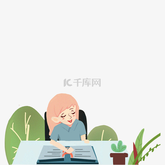 小女孩在看书免抠图