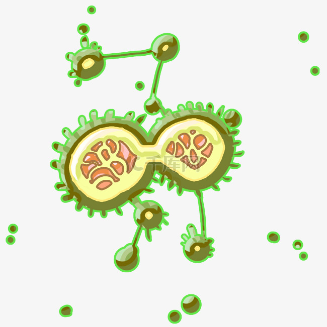 绿色的卡通细菌插画