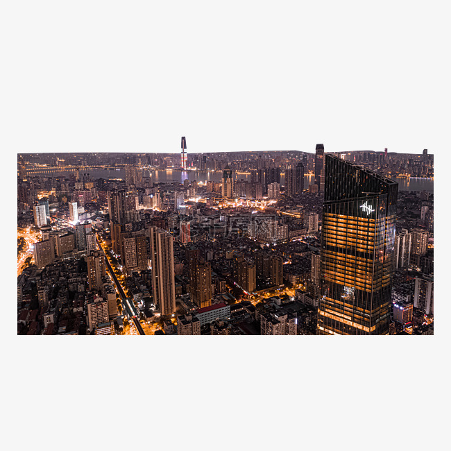 武汉建筑夜景大气航拍