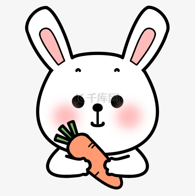 可爱动物卡通抱萝卜小白兔