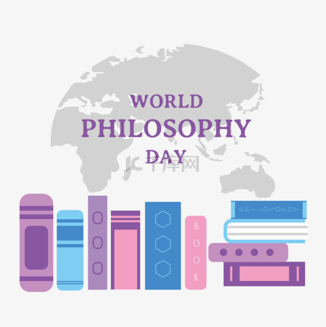 紫色手绘风格world philosophy day