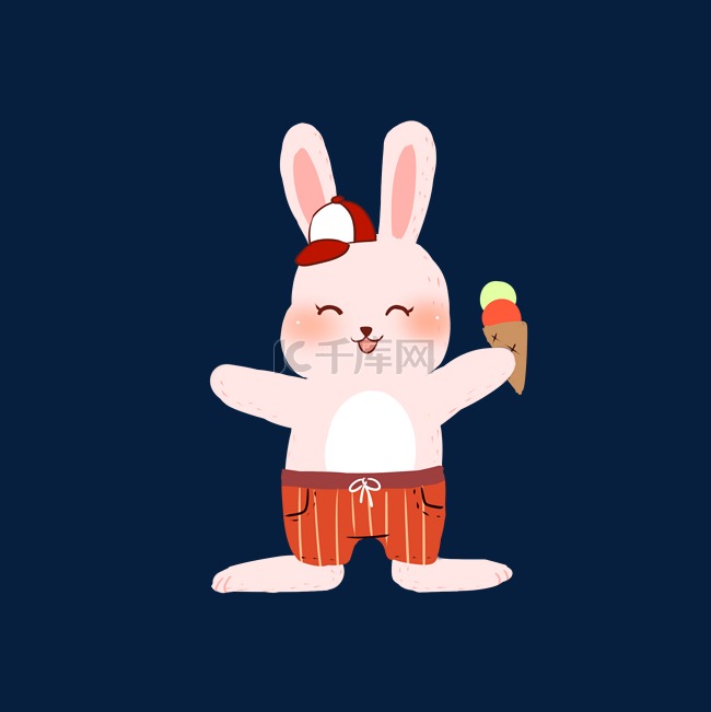 可爱小粉兔吃雪糕