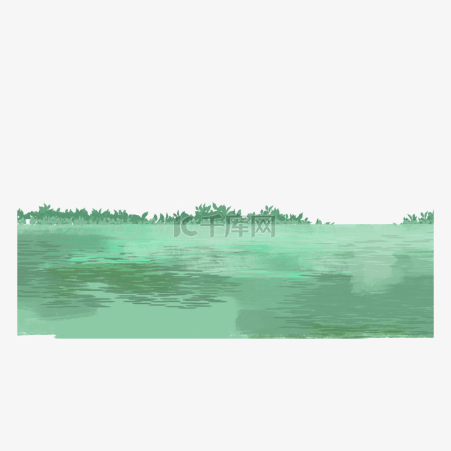绿色的河水和小树