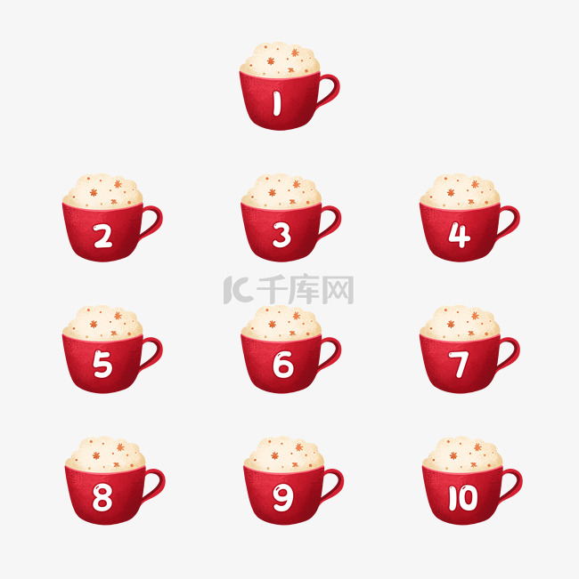 红色咖啡杯数字分隔符