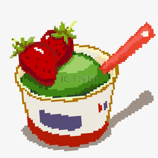 草莓食物像素画插画