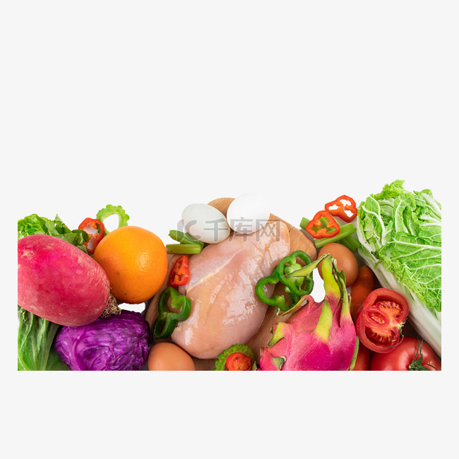 健康饮食鸡胸肉和蔬果