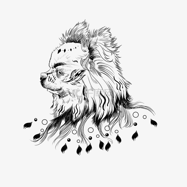 狮子头刺青纹身插画