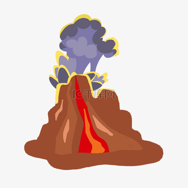 卡通火山喷发岩浆素材