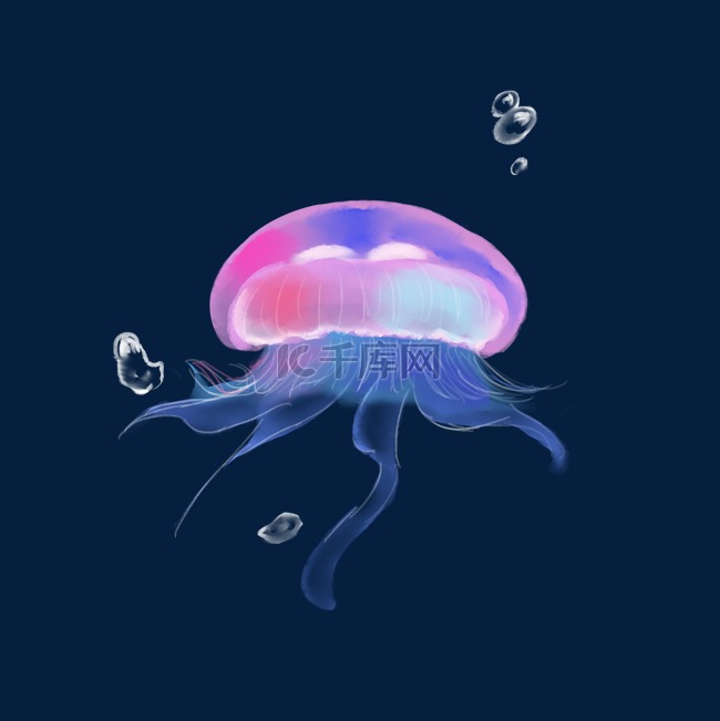 梦幻荧光水母发光海洋生物夏季夏