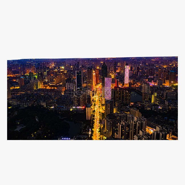 武汉城市夜景航拍日落大气
