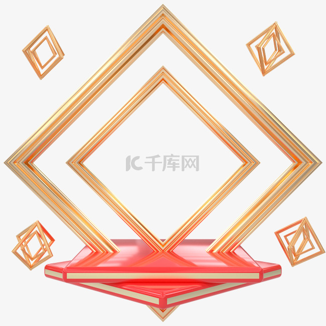 C4D金色电商边框舞台展台