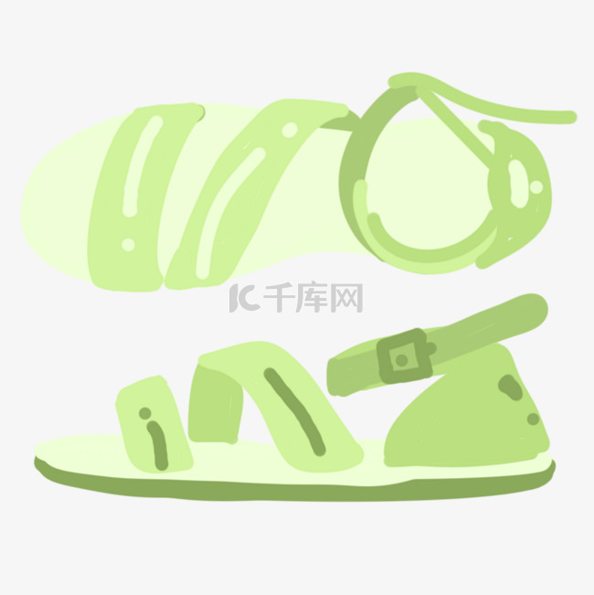 绿色平底凉鞋