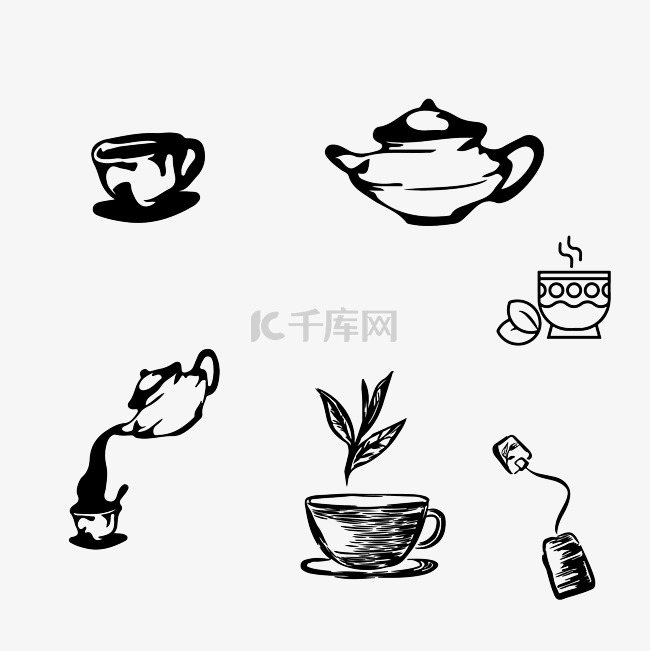 中国风水墨茶具