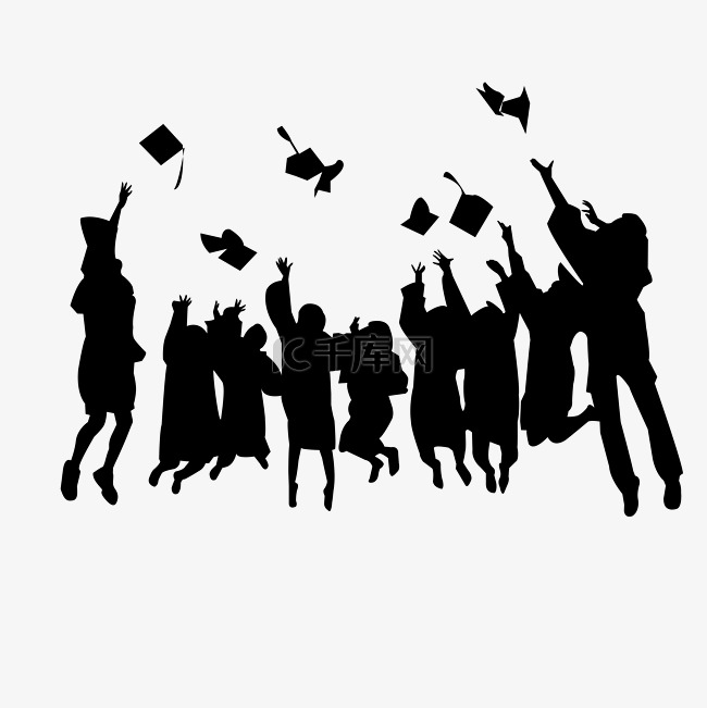 毕业季一群跳跃的毕业生毕业照