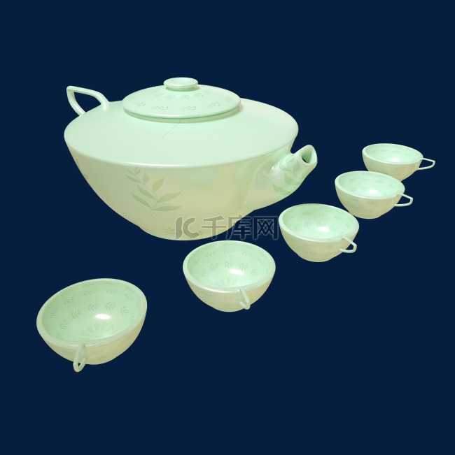 茶具青瓷白瓷C4D