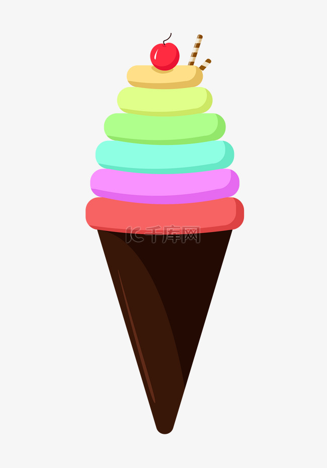 彩色冰淇淋装饰插画