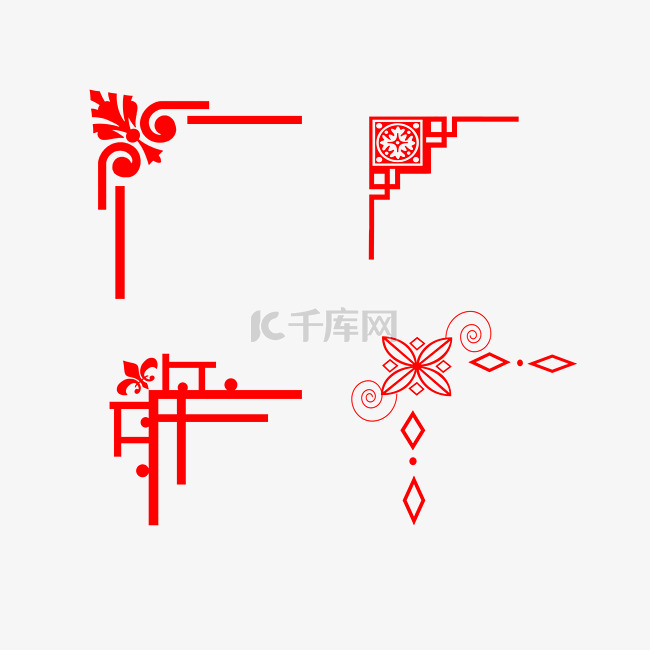 红色中国风剪纸花纹横幅图片
