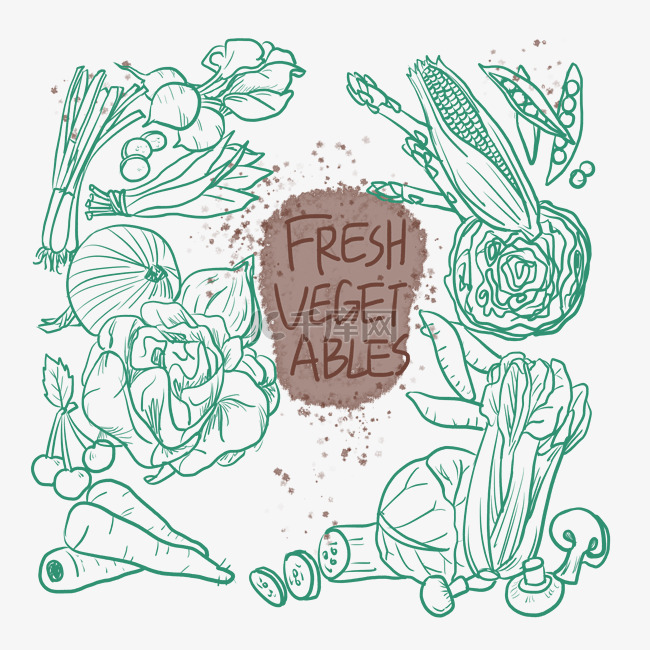 蔬菜创意线描