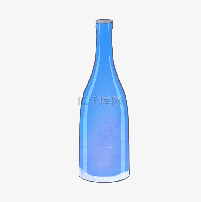 蓝色玻璃饮料瓶子元素