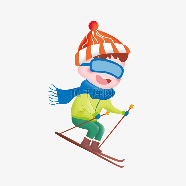 穿着雪地靴的滑雪男孩