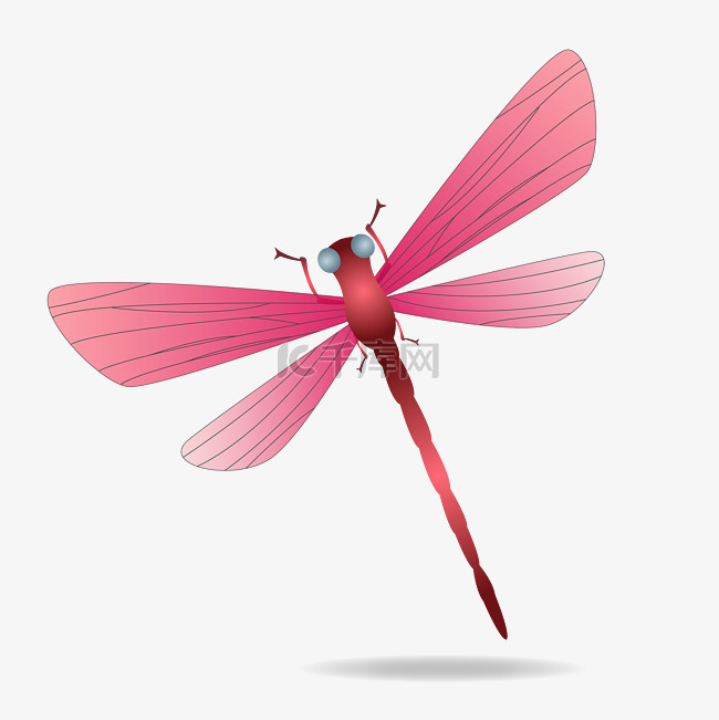矢量免抠粉色蜻蜓