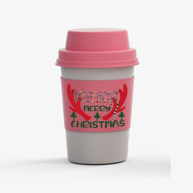 圣诞节可爱图案粉色杯子
