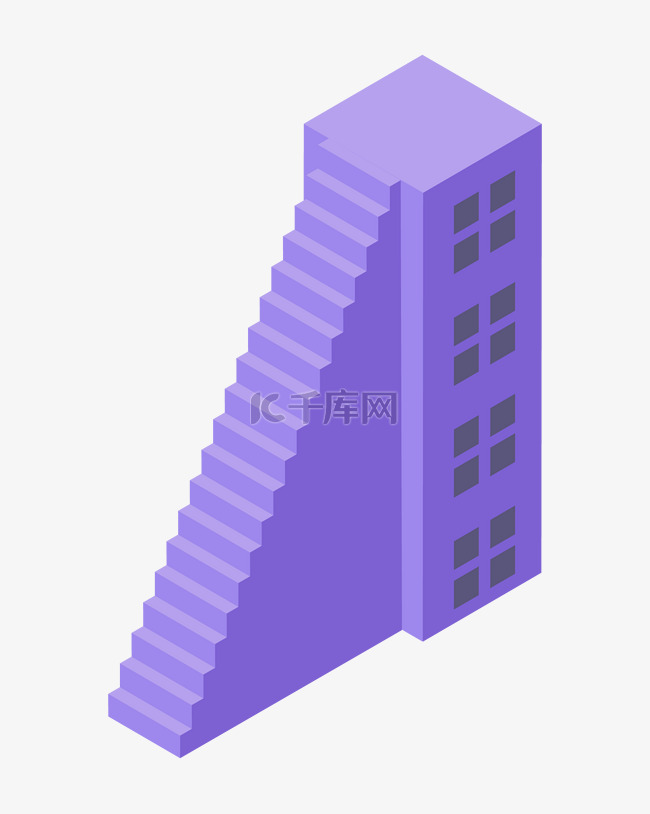 紫色高耸的楼梯插画