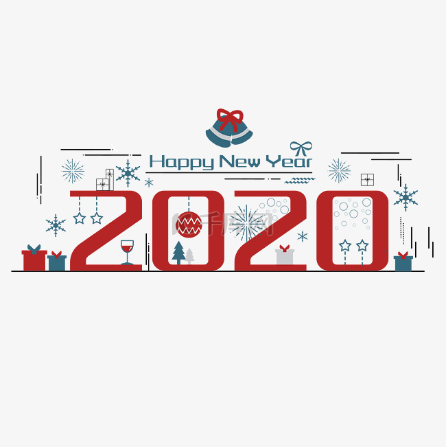 2020新年快乐圣诞节可爱装饰