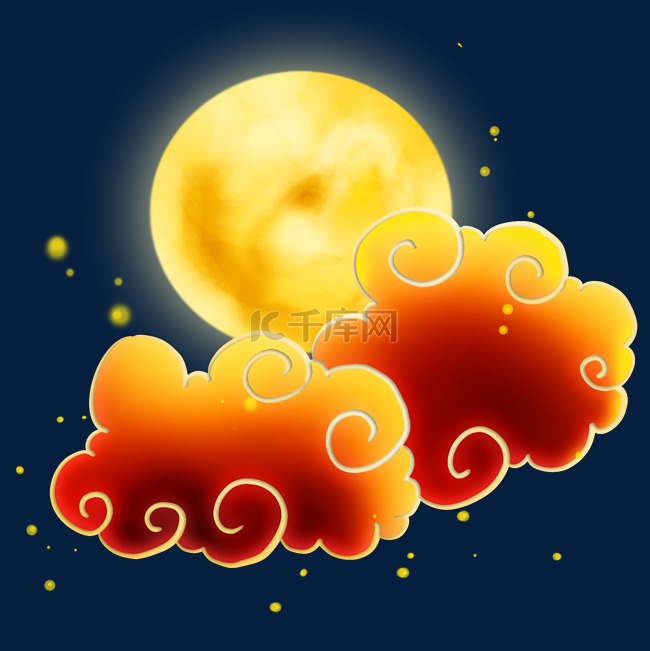中国风祥云和月亮